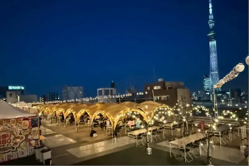 Asakusa Ekimise Yatai Village 2026: Tokyo's Rooftop Festival BBQ Beer Garden with Skytree Views