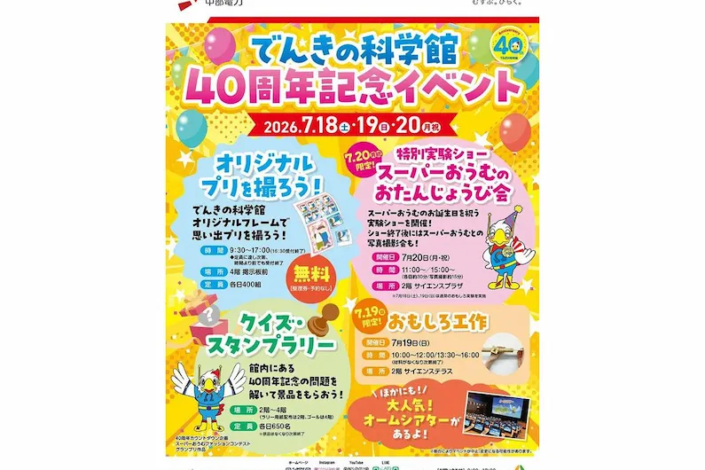 Visit Denki no Kagakukan in Nagoya: Celebrate the 40th Anniversary with Free Interactive Exhibits and Events (July 2026)